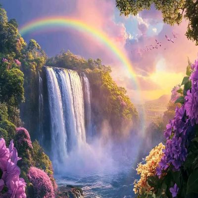 Rainbow Waterfall 500 Piece Art Puzzle Gradient Color Therapy Design for Collaborative & Mindful Assembly