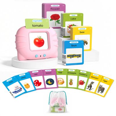 Aullsaty Talking Flash Cards for Toddlers Ages 1-3, 224 Words Montessori Speech Therapy Toys, Autism Sensory Toy, Educational Learning Speech Therapy Birthday Gifts for Boys Girls (Pink)