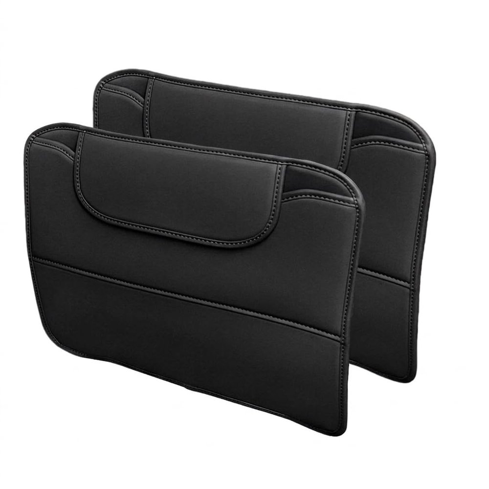 2 Pack Leather Kick Mats Back Seat Protectors for Mitsubishi Pajero 2006-2021, Waterproof Seat Back Cover Easy Clean Auto Interior Protection Accessories,Black