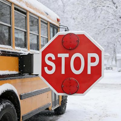 Auoriflex Stop Signs, Electric LED Stop Sign for School Buses, Reflective Aluminum with Electronic Control, high Visibility for Bus Lanes, School Buses 12V