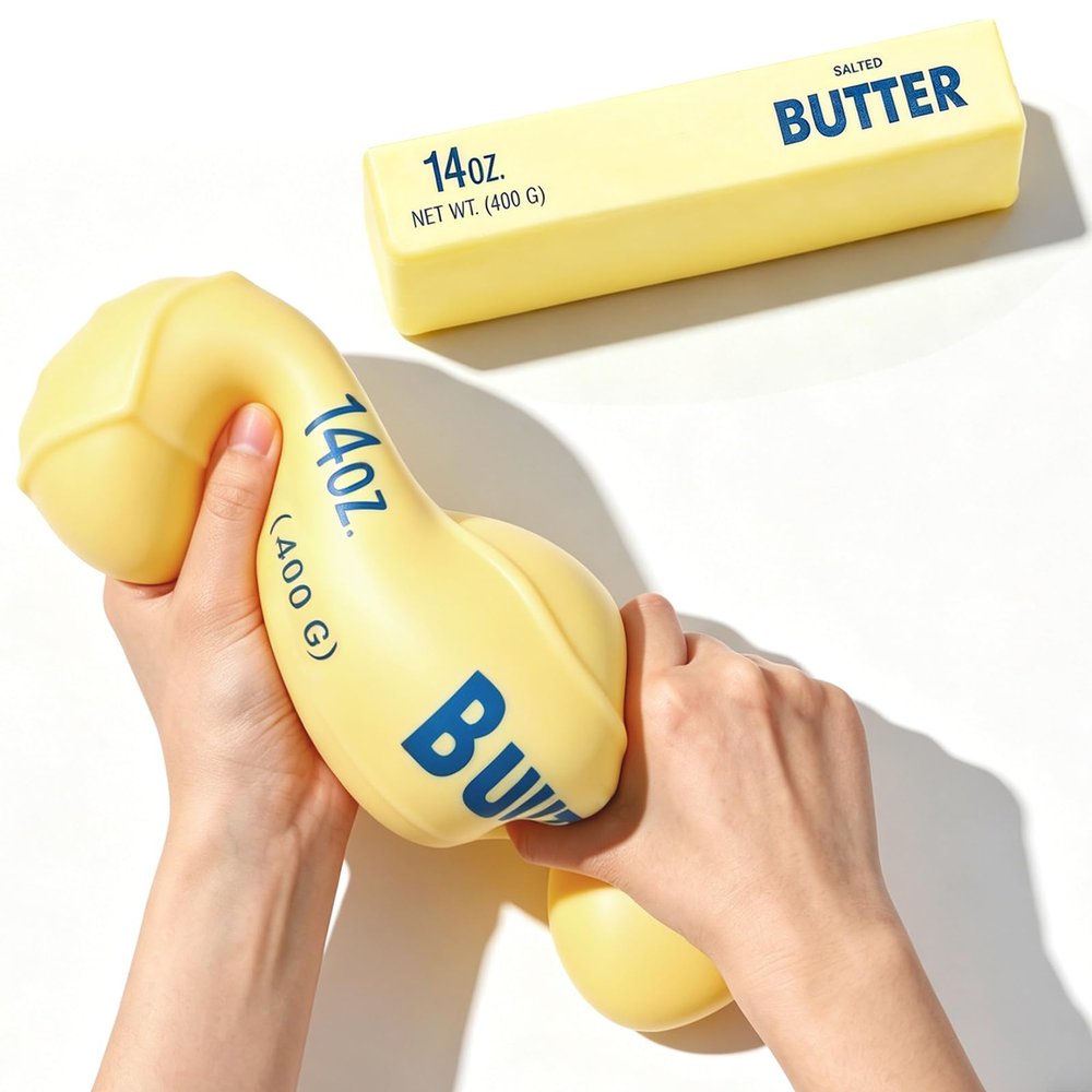 10in Giant Butter Squishy, Jumbo Big Butters 14oz Squeeze Stress Balls, Large Butter Stick Stress Relief Slow Rising Fun for Anxiety Relief Party Favors