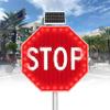 24" Solar Powered Slow Down Signs, Solar Power Stop Flashing Traffic Signs, LED Flashing Slow Safety Light Sign for Driveway, Neighborhoods, Street Illuminated Boards view 1