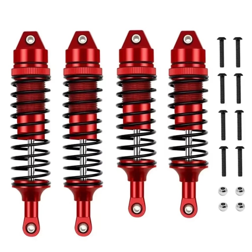Compatible with Traxxas for Slash 4X4 for VXL for Hoss 1/10 RC Car Upgrade Parts Accessories Metal Front and Rear Shock Absorber RC Assortment(Red)
