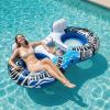 NEWBULIG Inflatable River Tube Float, 2 Person Heavy Duty River Float for Adults with Removable Cooler, Cup Holders, Durable Handles & Grab Rope, Tubing for Lake Pool Floating, Blue & White view 2