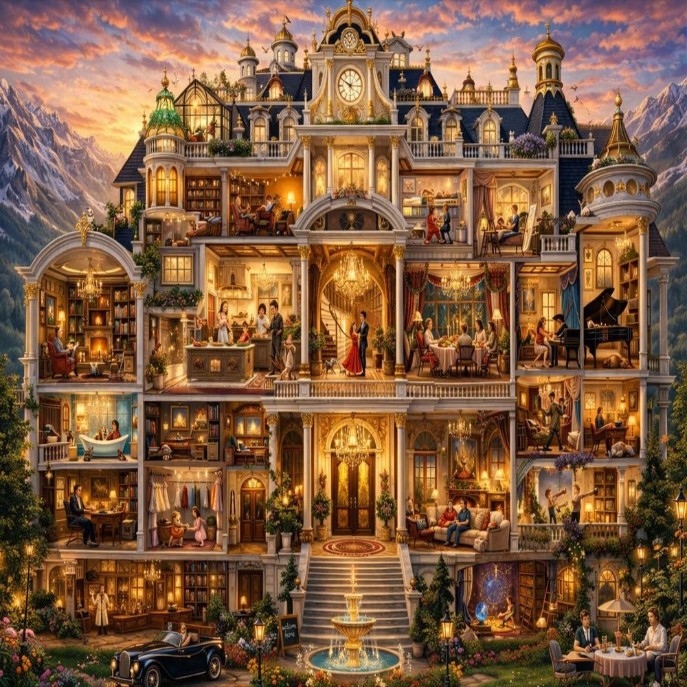 Puzzles for Adults 1000 Pieces - Victorian Mansion Life Jigsaw Puzzles, Home Wall Decoration & Ideal Gift