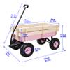 Heavy Duty Wagon, Portable Utility Cart with 10" All-Terrain Inflatable Tires and Adjustable Handle, Metal Frame and Wood Coated Railing, 176lbs Foldable Wagon Cart for Garden Outdoor (Pink) view 3