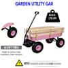 Heavy Duty Wagon, Portable Utility Cart with 10" All-Terrain Inflatable Tires and Adjustable Handle, Metal Frame and Wood Coated Railing, 176lbs Foldable Wagon Cart for Garden Outdoor (Pink) view 4