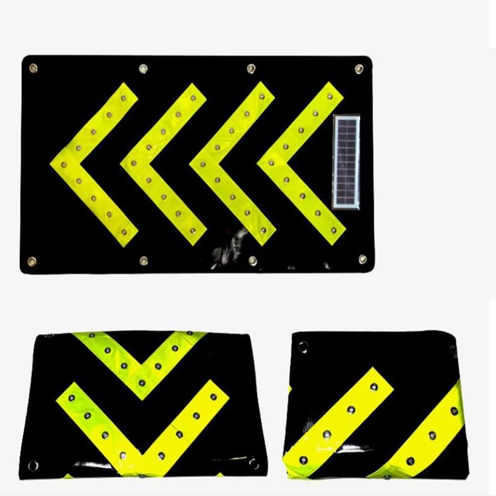 18 * 33in Electronic Truck Trailer Mounted Lamp Black Film Display Road Arrow Board Flashing Led Traffic Sign(Solar)