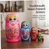 Xdyyjrasa Heart Pattern Set of 5 Russian Matryoshka Dolls, 4.33" Wooden Nesting Russian Dolls for Kids Souvenirs, Pinks Heart view 4