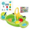 BEATIZ Play Sink with Running Water, Frog Kitchen Sink Toys with 180 Rotating Faucet, Vegetables, Fruits, Tableware, Colorful Kitchen Games Accessories, Gifts for Kids view 1