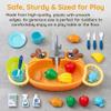 BEATIZ Play Sink with Running Water, Frog Kitchen Sink Toys with 180 Rotating Faucet, Vegetables, Fruits, Tableware, Colorful Kitchen Games Accessories, Gifts for Kids view 3
