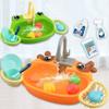 BEATIZ Play Sink with Running Water, Frog Kitchen Sink Toys with 180 Rotating Faucet, Vegetables, Fruits, Tableware, Colorful Kitchen Games Accessories, Gifts for Kids view 4