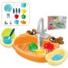 BEATIZ Play Sink with Running Water, Deer Kitchen Sink Toys with 180 Rotating Faucet, Vegetables, Fruits, Tableware, Colorful Kitchen Games Accessories, Gifts for Kids view 1