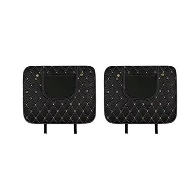 2 Pack Leather Kick Mats Back Seat Protectors for Lexus LS 500h 2018-2026, Waterproof Seat Back Cover Easy Clean Auto Interior Protection Accessories,Black-Beige