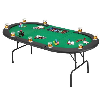 ECOTOUGE 9-Player Poker Table, Casino Leisure Table with Padded Rail, Green