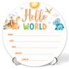 3D Dinosaur Hello World Newborn Sign for Hospital, Dinosaur Baby Announcement Sign for New Baby Boy Girl, Welcome Babies Birth Wooden Signs for Nursery, Neutral Newborn Photography Props-A06 view 1