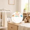 3D Dinosaur Hello World Newborn Sign for Hospital, Dinosaur Baby Announcement Sign for New Baby Boy Girl, Welcome Babies Birth Wooden Signs for Nursery, Neutral Newborn Photography Props-A06 view 4