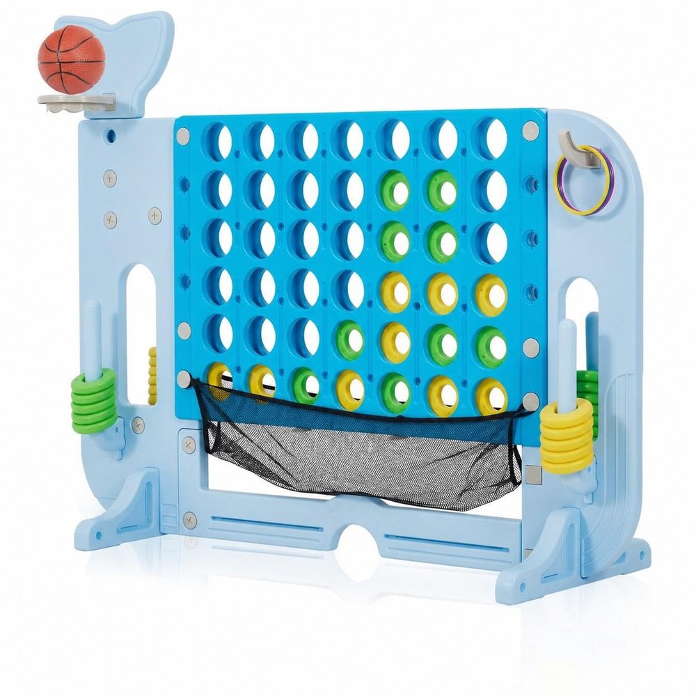 Jojoka Giant 4 in a Row Game Outdoor Includes Connect Game, Golf, Basketball, Ring Toss, Adjustable Height, Mesh Board, Carry Bag Indoor/Outdoor Fun for Kids & Adults