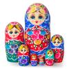 Tngan Russian Nesting Dolls, Flower Painted Natural Wooden Set, 7 Pcs view 1
