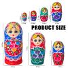 Tngan Russian Nesting Dolls, Flower Painted Natural Wooden Set, 7 Pcs view 2