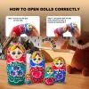 Tngan Russian Nesting Dolls, Flower Painted Natural Wooden Set, 7 Pcs view 4
