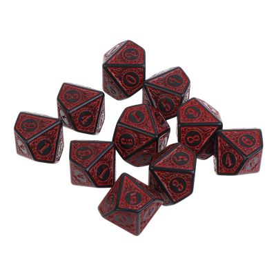 10Pcs Table Game Dice D10 Multi-Faceted Acrylic Party Favor Board Lovers Kit