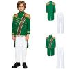 Raenseen Boys Marching Band Uniform Royal Prince Outfit Cosplay Swallow-tailed Coat Halloween Costuem for Prom Green 11-14 Years view 2
