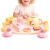 Pastel Wood Set, Pretend Play Tea, 11x9 Inches Kit with Carrying Tray, Natural Beechwood Teapot, Classic Toy with Style, Preschool Gift for Birthday & Parties view 1