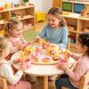 Pastel Wood Set, Pretend Play Tea, 11x9 Inches Kit with Carrying Tray, Natural Beechwood Teapot, Classic Toy with Style, Preschool Gift for Birthday & Parties view 3