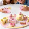 Pastel Wood Set, Pretend Play Tea, 11x9 Inches Kit with Carrying Tray, Natural Beechwood Teapot, Classic Toy with Style, Preschool Gift for Birthday & Parties view 4