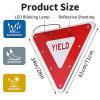 24" Solar LED Flashing Yield Sign - Red Aluminum Inverted Triangle Road Sign for Crosswalks & Driveways - Traffic Safety Blinking Light (1 Pc) view 2