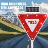 24" Solar LED Flashing Yield Sign - Red Aluminum Inverted Triangle Road Sign for Crosswalks & Driveways - Traffic Safety Blinking Light (1 Pc) view 3