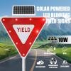 24" Solar LED Flashing Yield Sign - Red Aluminum Inverted Triangle Road Sign for Crosswalks & Driveways - Traffic Safety Blinking Light (1 Pc) view 4