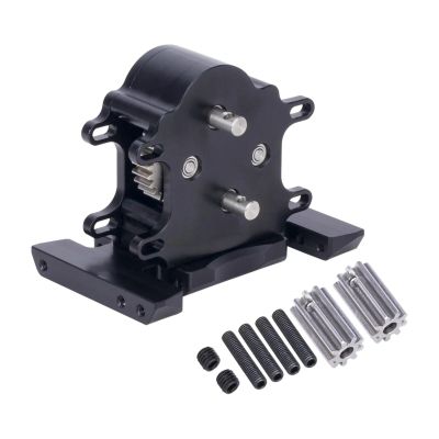 Rc Accessories for LCG Cheater Rigs for SCX10 PRO for Capra 1/10 RC Crawler Parts CNC Aluminum Dual Transmission Overdrive Gearbox Installable 2 Motors(Black)