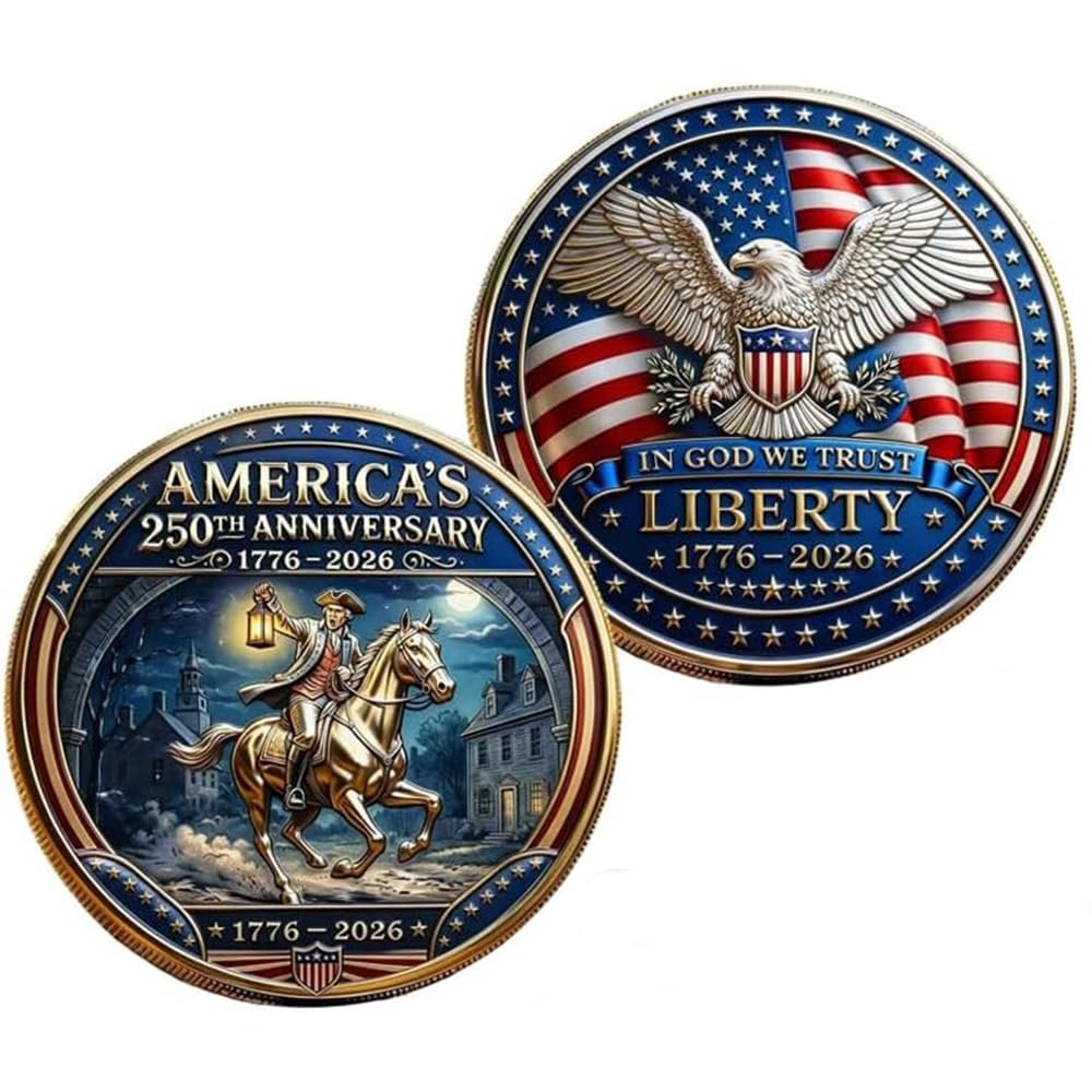 1776-2026 Anniversary Challenge Coins, 4th of July Commemorative Coin, American Eagle Patriotic Design, America Merchandise Collectible 250 Anniversary Coin,1.57inch