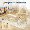 Kids Foldable Triangle Set with Cushion, 7 in 1 Wooden Toddler Climbing Toys Indoor, Kids Jungle Gym Play Structure with Reversible Slide Ramp & Rocking Arch, Baby Climber for Toddlers-Puppy, Natural view 2