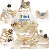 Kids Foldable Triangle Set with Cushion, 7 in 1 Wooden Toddler Climbing Toys Indoor, Kids Jungle Gym Play Structure with Reversible Slide Ramp & Rocking Arch, Baby Climber for Toddlers-Puppy, Natural view 4