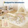 Kids Foldable Triangle Set with Cushion, 7 in 1 Wooden Toddler Climbing Toys Indoor, Kids Jungle Gym Play Structure with Reversible Slide Ramp & Rocking Arch, Baby Climber for Toddlers Toys-Cat, Pink view 2