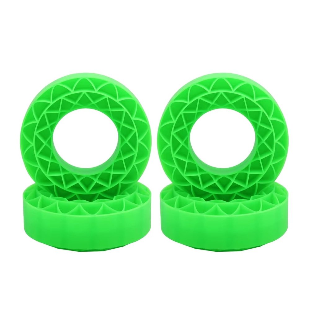 RC Car Accessories for Traxxas for Trx4 for Axial for Scx10 for Capra Tf2 Gen8 1/10 4pcs Wheel Tires Silica Gel Rubber Insert Foam Rc Crawler Car(Green)