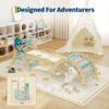 Kids Foldable Triangle Set with Cushion, 7 in 1 Wooden Toddler Climbing Toys Indoor, Kids Jungle Gym Play Structure with Reversible Slide Ramp & Rocking Arch, Baby Climber for Toddlers-Dolphin, Blue view 2