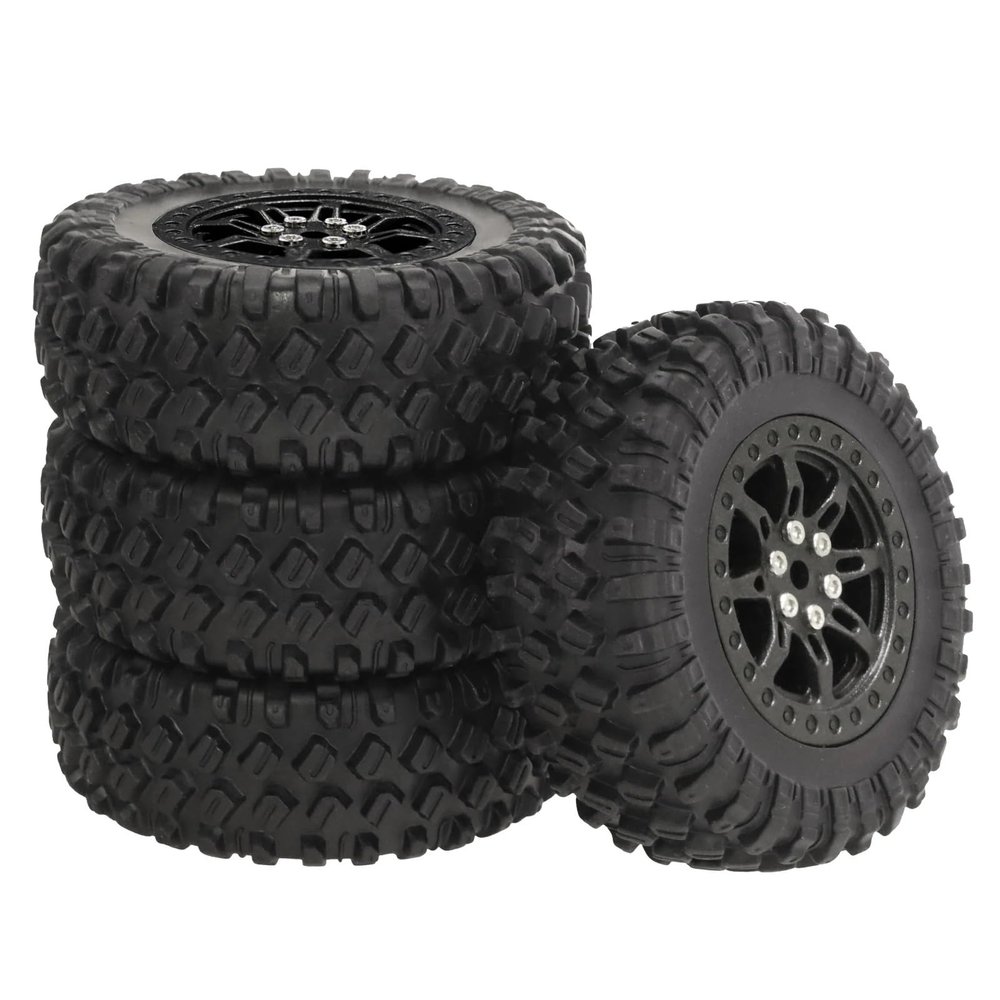 RC Car Replacement for WPL C14 C24 C34 B14 B24 for Feiyu for JJRC 4PCS Plastic Clamp Tire Hub Inner Cotton Tire 70mm Inner Diameter 5mm RC Car Parts(Black,C)