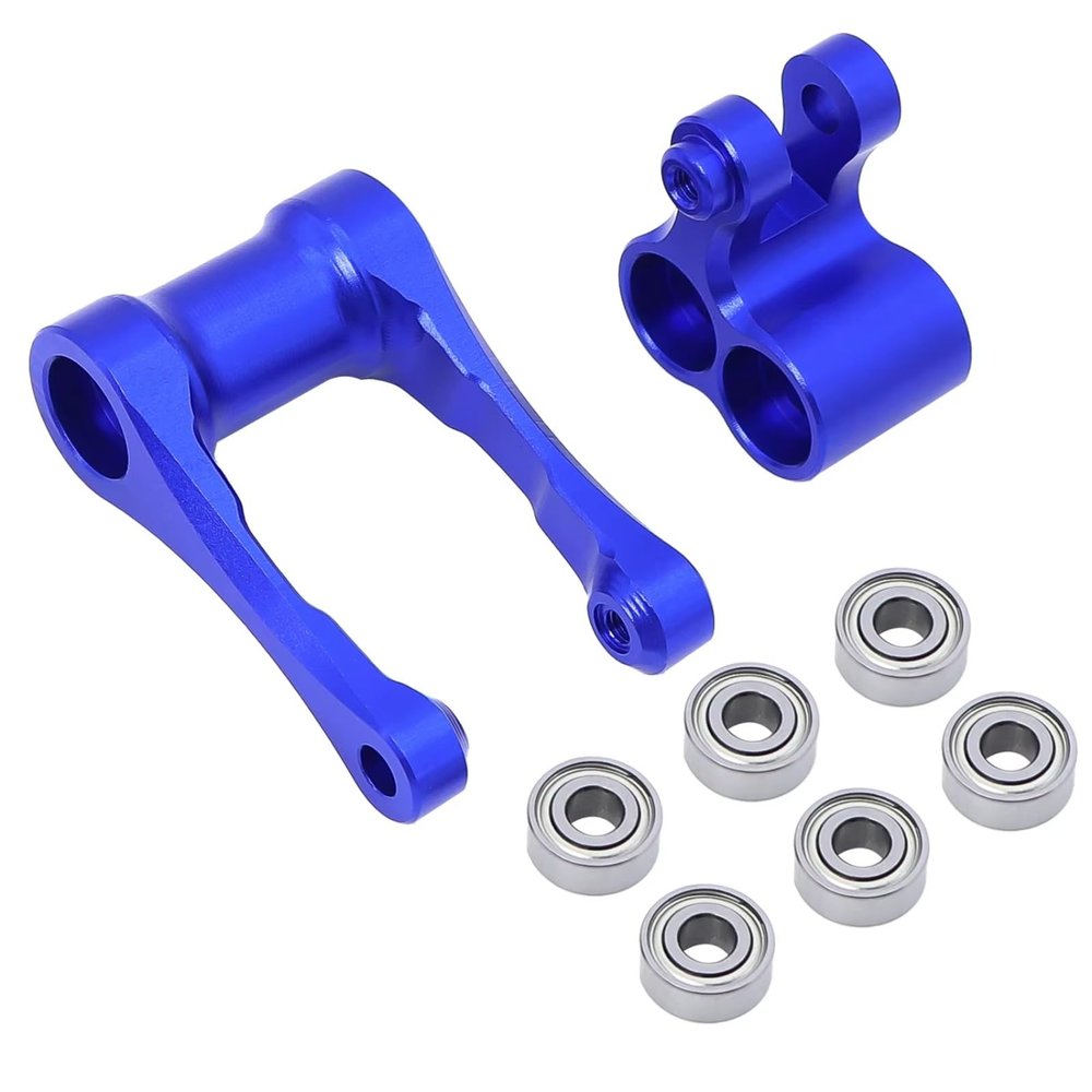RC Spare Part Compatible with LOSI for Promoto for MX 1/4 RC Motorcycle with Enlarged Bearings Steering Servo Mount Rear Shock Absorber Support Tie Rod(Blue)