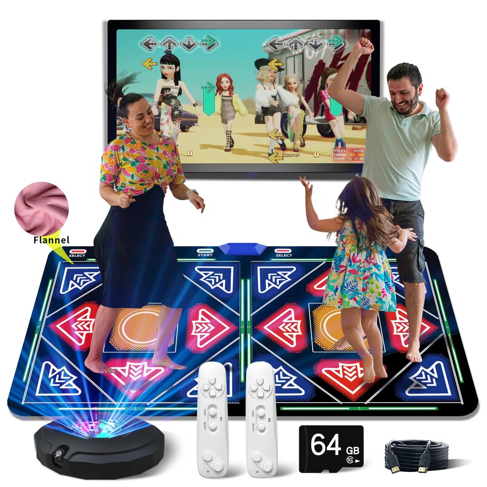 HSAHL HDMI Musical Electronic Dance Mats with Camera,It Features 1030 Games700 Songs64G Memory Card and 81 MV,Double User Fitness Dance Pad Dancing Mat for Kids & Adults, Gift for Boys & Girls