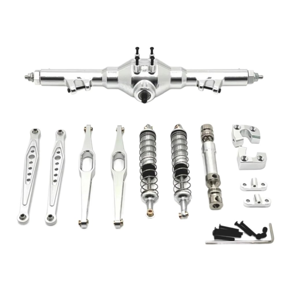 RC Car Accessories for Wltoys 124006 12423 12427 12428 12429 1/12 Metal Rear Axle Drive Shaft Shock Absorber Trailing Arms RC Car Upgrade Parts Kit(Silver)
