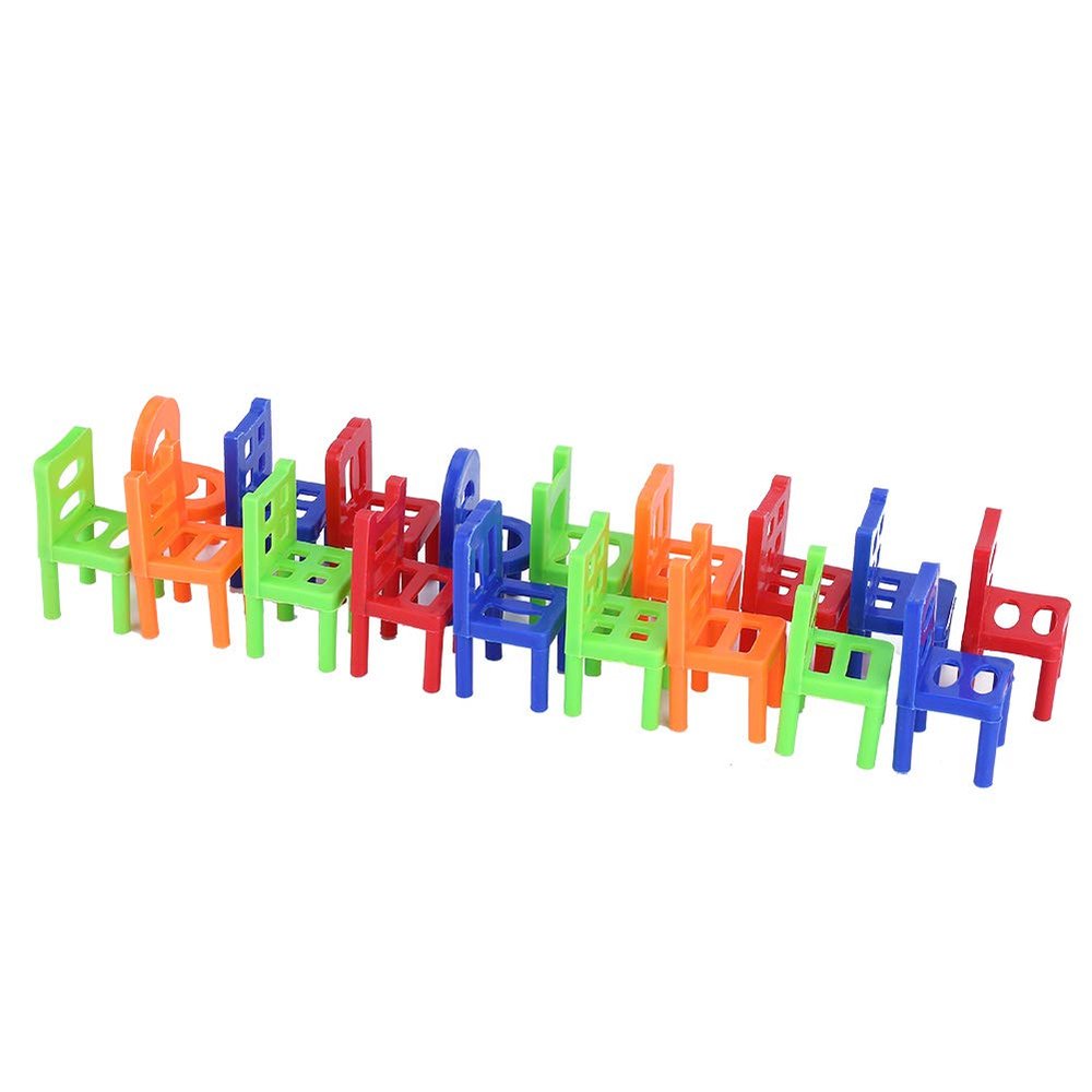 Blaihild 18PCS Balancing Toys, Lightweight Plastic Mini Chairs, Educational Stacking Game Set for Kids and Adults, Multicolor Stacking Toy for Indoor Play