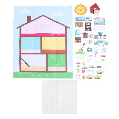 PinzqTrading Room Decor Felt Story Board Set, Felt Storytelling Board for Preschool Learning Activities, 40.16x29.53in Interactive Felt Board with 39 Furniture Pieces for Kids Age 3+