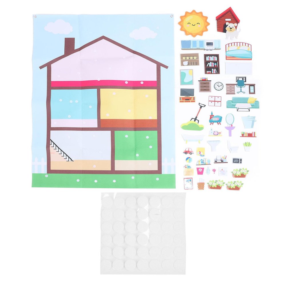 PinzqTrading Room Decor Felt Story Board Set, Felt Storytelling Board for Preschool Learning Activities, 40.16x29.53in Interactive Felt Board with 39 Furniture Pieces for Kids Age 3+