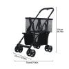 HEVIRGO Folding Shopping Cart Pet Stroller & Grocery Cart with 360 Rotatable Wheels, Visible Mesh, Shockproof Tires, Rear Wheel Dual Brake, Double Layer Collapsible Mobile Carts Black view 2