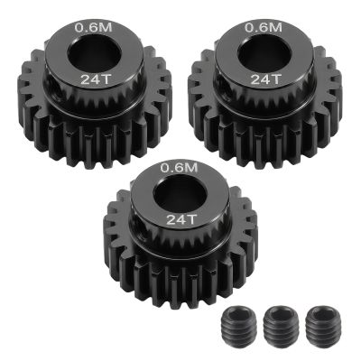 0.6M 24T RC Pinion Gear 5mm Shaft Hardened Steel Motor Gear for 3660 3670 4068 4268 4274 Brushless 775 755 785 Brushed for Tamiya DT02 DT03 for HSP 1/10 for RC Car Truck Buggy Crawler