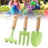 ' s Gardening Tool 3pcs with Wood Handles Includes Shovels Rakes Fork Perfect for Little Hands Backyard Beach Fun Safe Gardening Tool for view 2